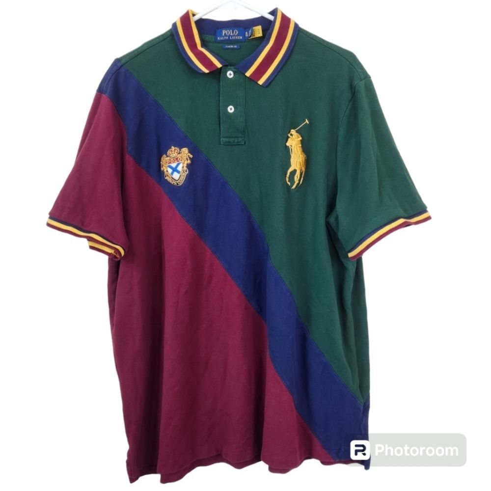 Polo Ralph Lauren Colorblock Big Logo Crest Shield Short Sleeve Polo XL